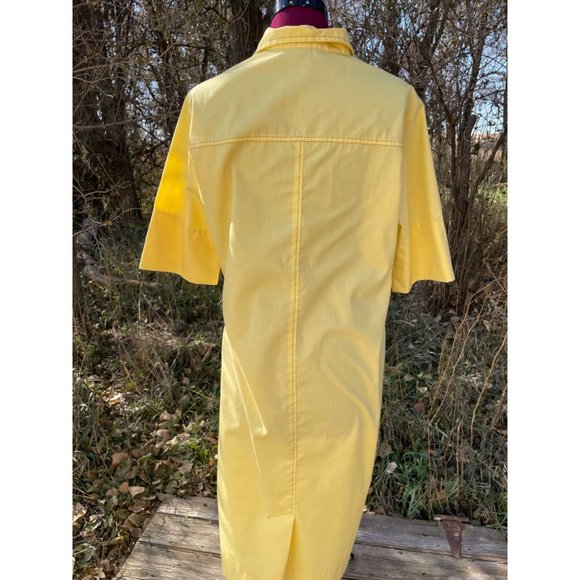 Vintage 1970s Yellow Zip Front Casual dress Front Pocket size L - Picture 2 of 15